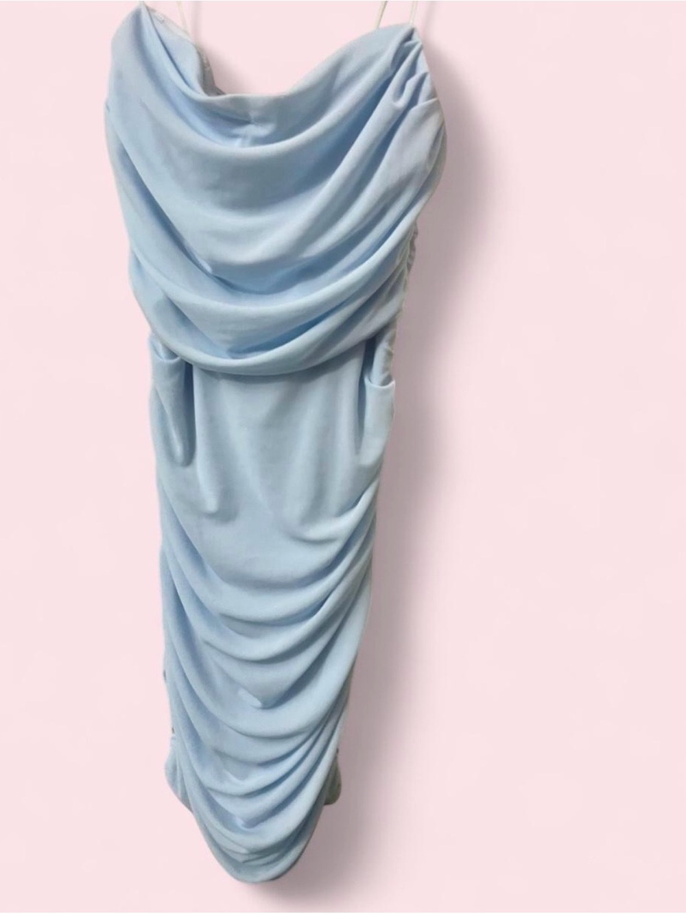 Hello Molly Pale Blue Slip Dress with Cowl Neckline